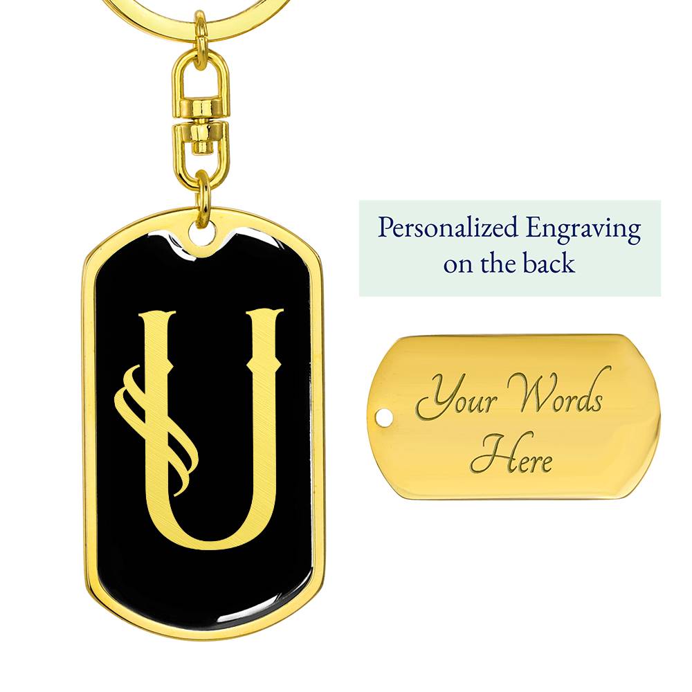 Initial U v001-12 - Luxury Dog Tag Keychain
