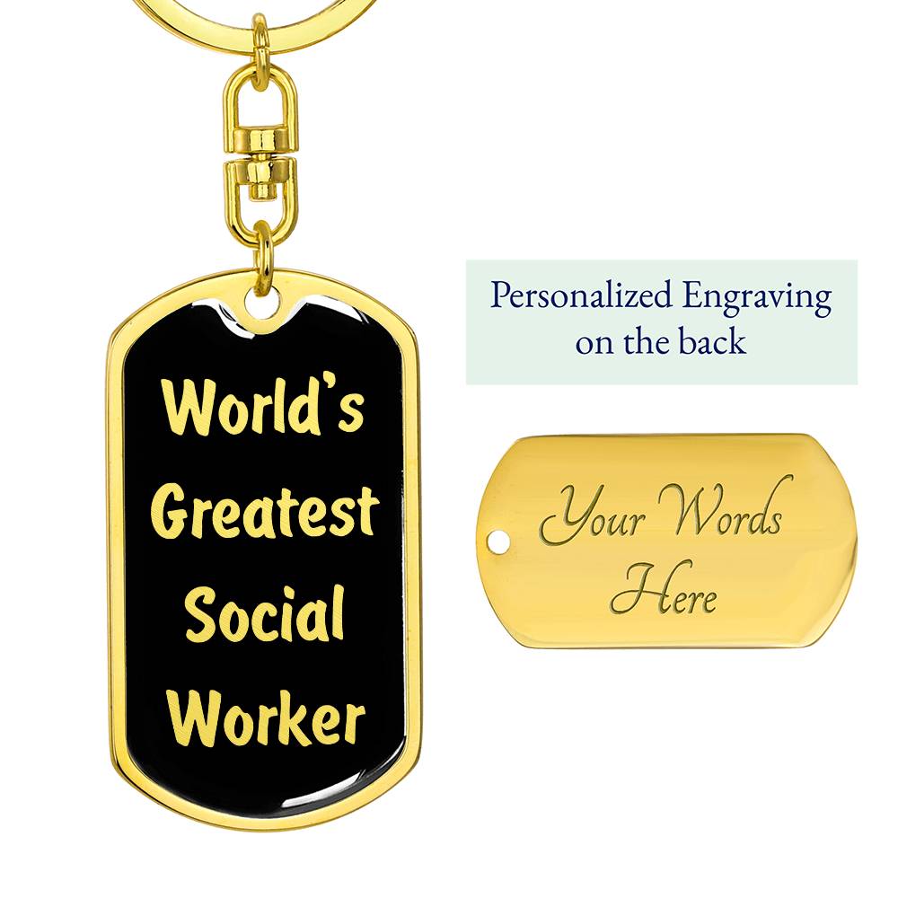 World's Greatest Social Worker v2 - Luxury Dog Tag Keychain