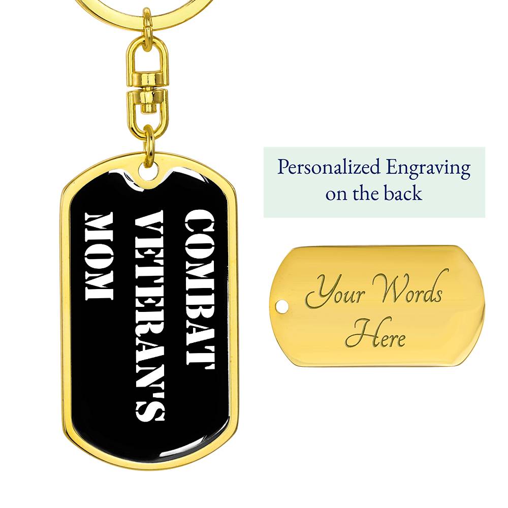 Combat Veteran's Mom v3 - Luxury Dog Tag Keychain