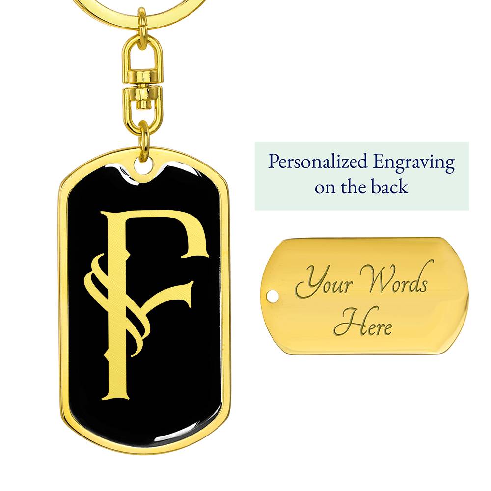 Initial F v001-12 - Luxury Dog Tag Keychain
