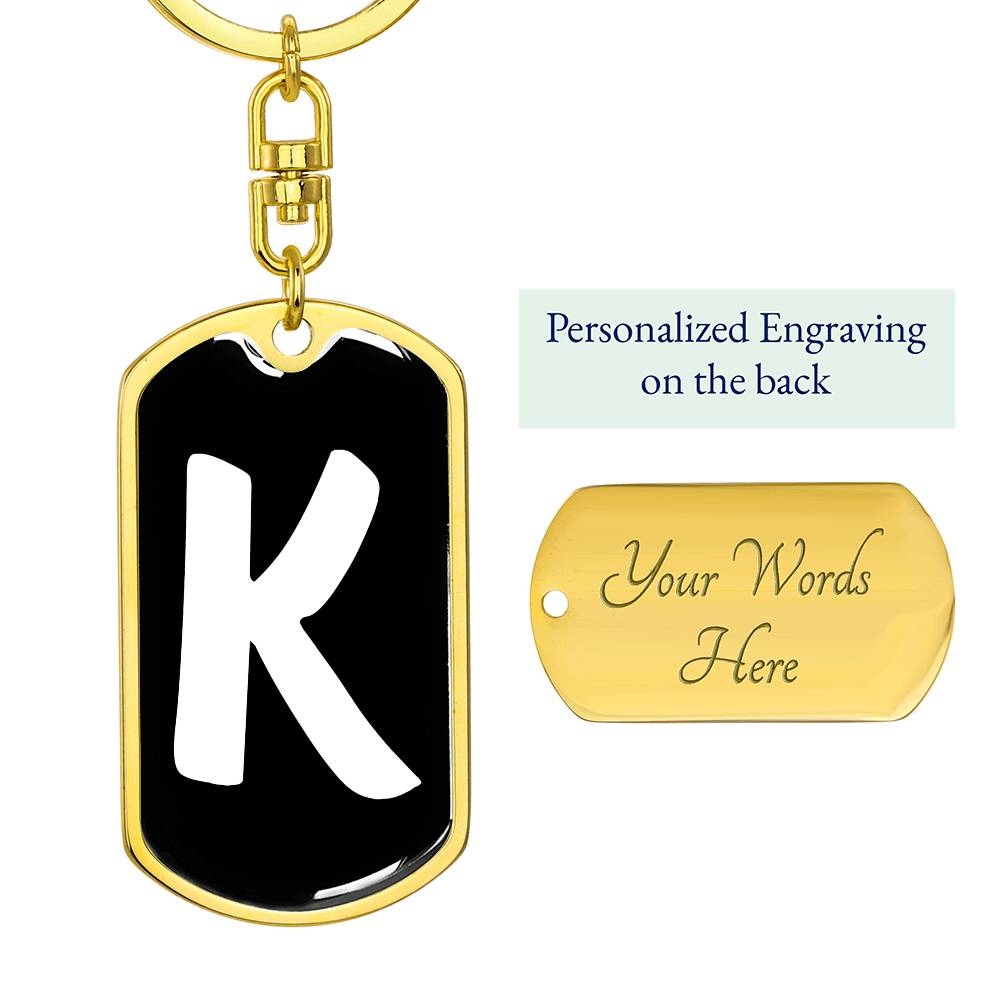 Initial K v3b - Luxury Dog Tag Keychain