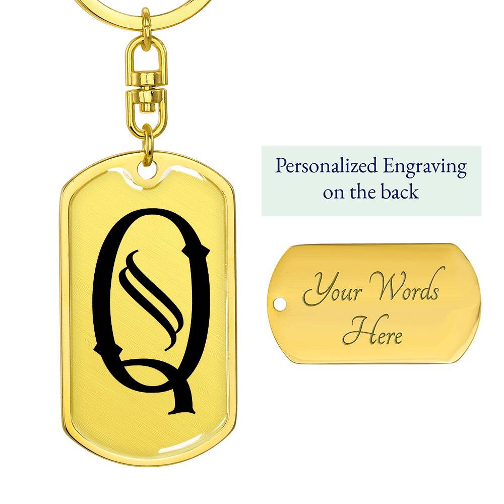 Initial Q v001-11 - Luxury Dog Tag Keychain