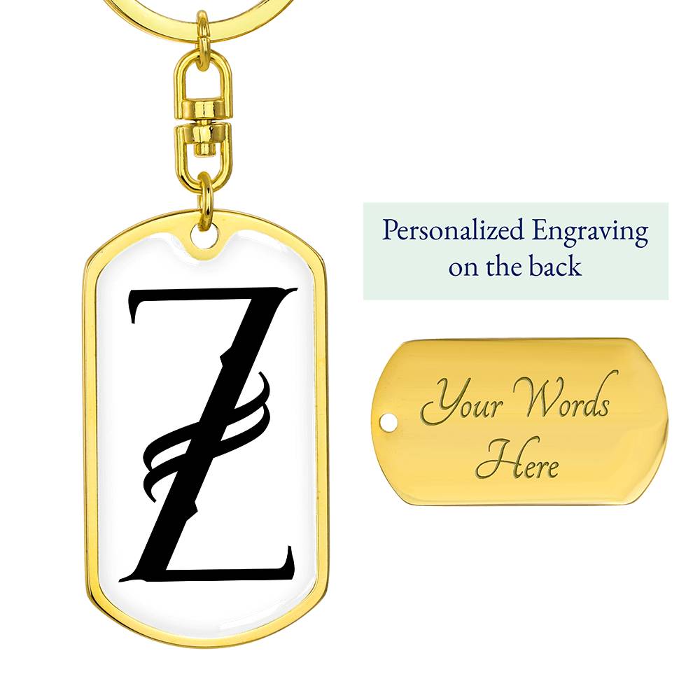 Initial Z v001-14 - Luxury Dog Tag Keychain