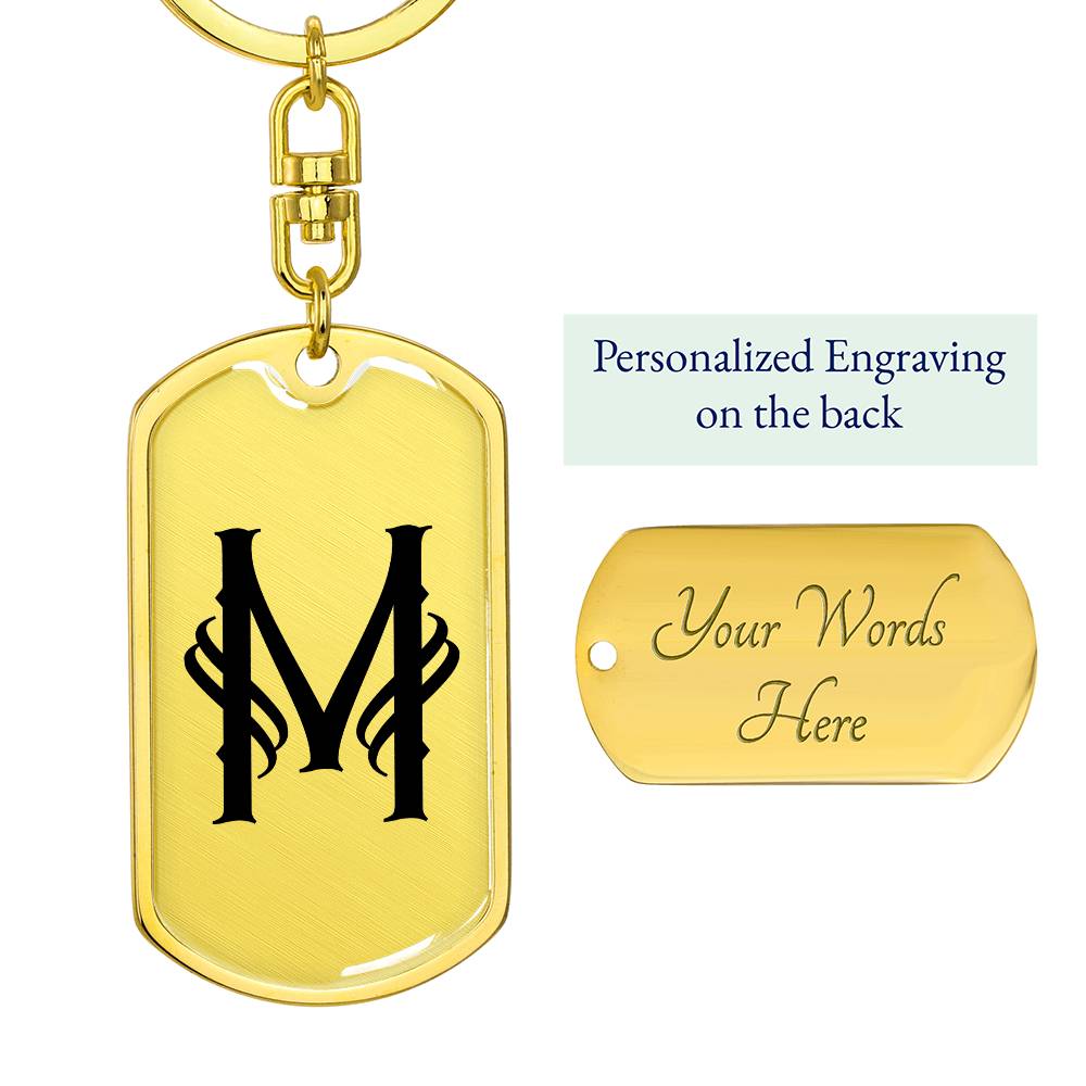Initial M v001-11 - Luxury Dog Tag Keychain