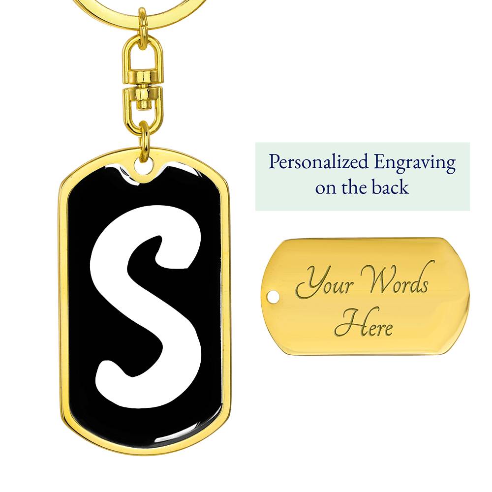 Initial S v3b - Luxury Dog Tag Keychain