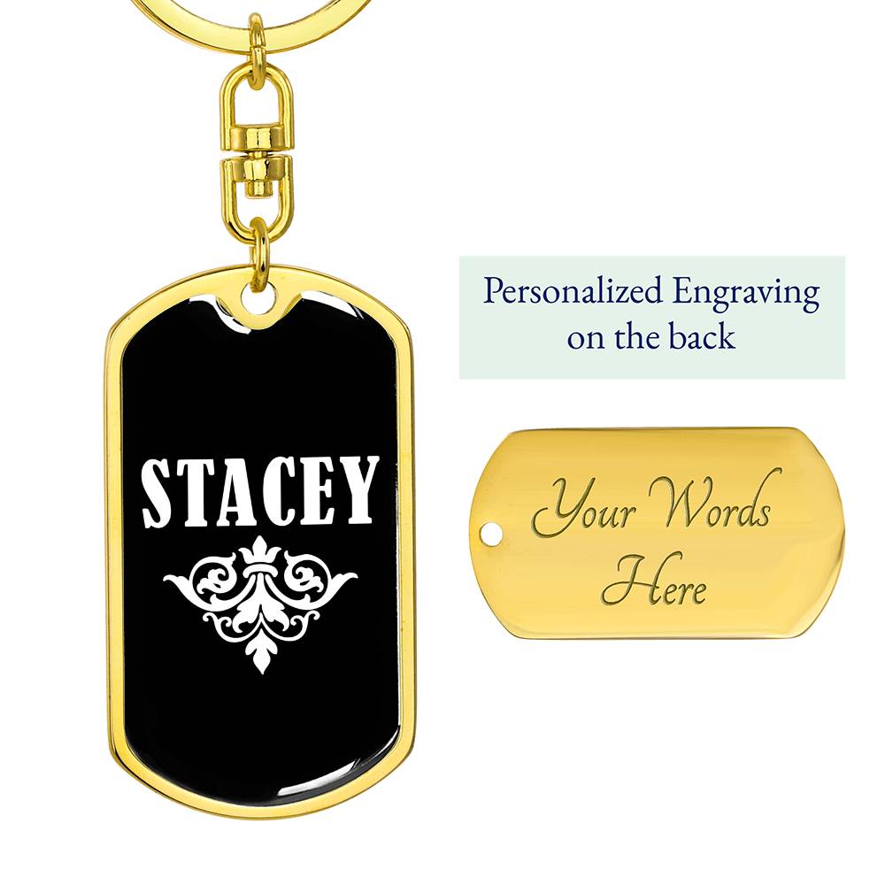 Stacey v03a - Luxury Dog Tag Keychain