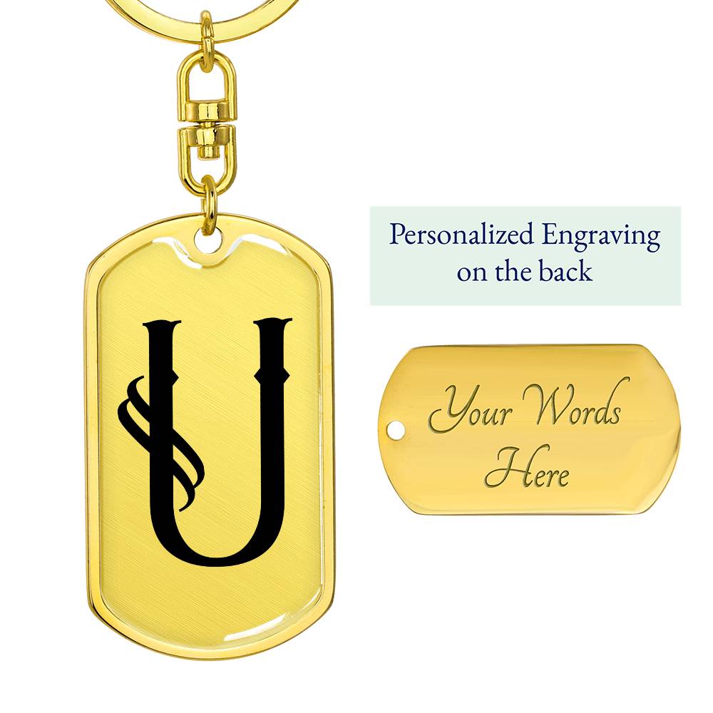 Initial U v001-11 - Luxury Dog Tag Keychain