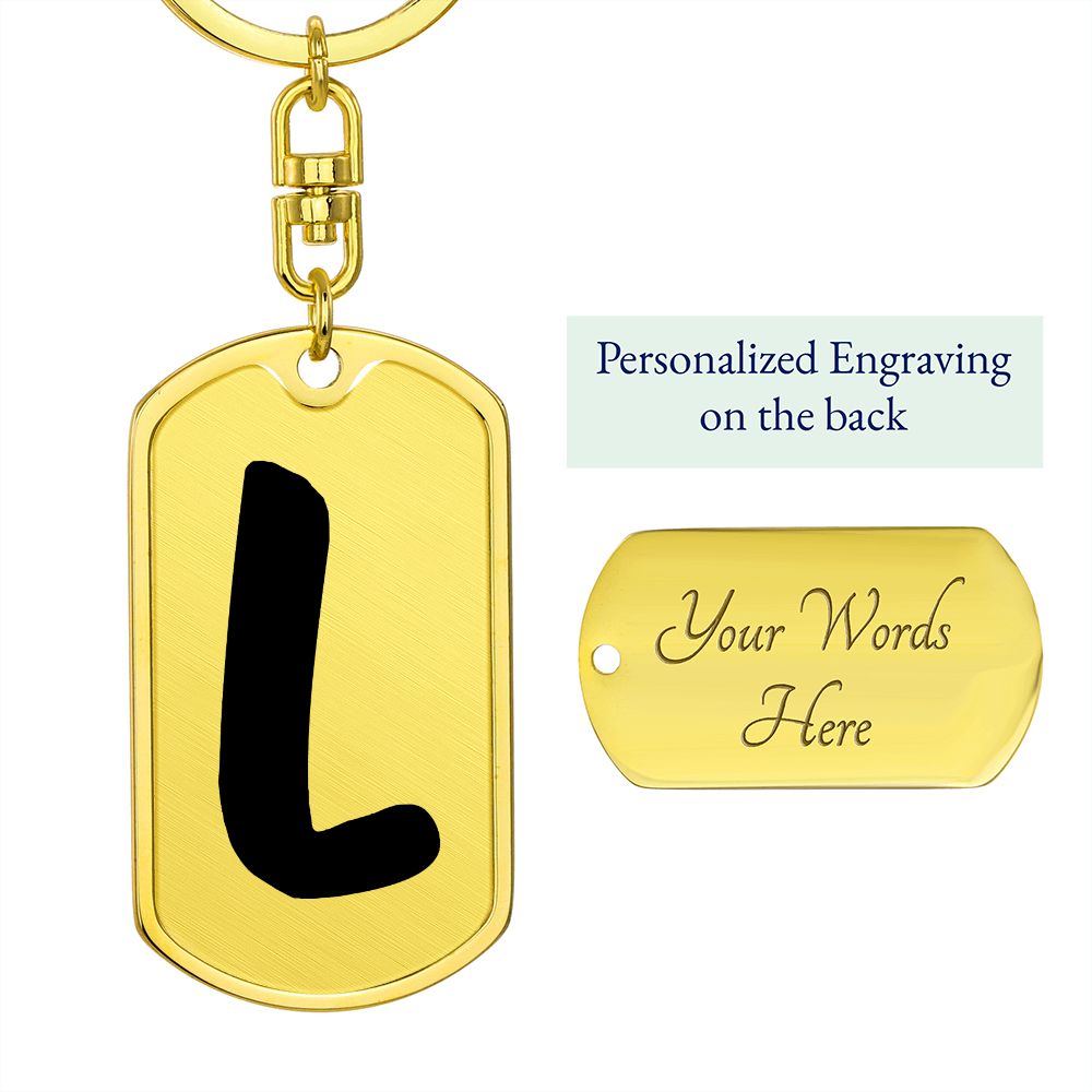 Initial L v1b - Luxury Dog Tag Keychain