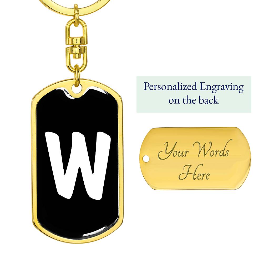 Initial W v3b - Luxury Dog Tag Keychain