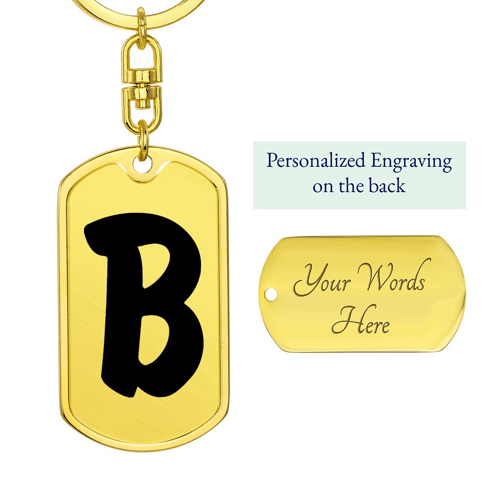 Initial B v1b - Luxury Dog Tag Keychain