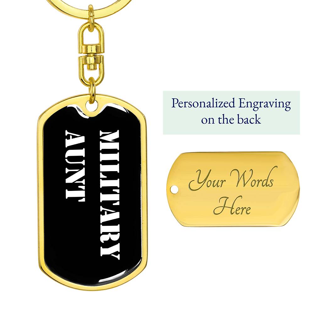 Military Aunt v3 - Luxury Dog Tag Keychain