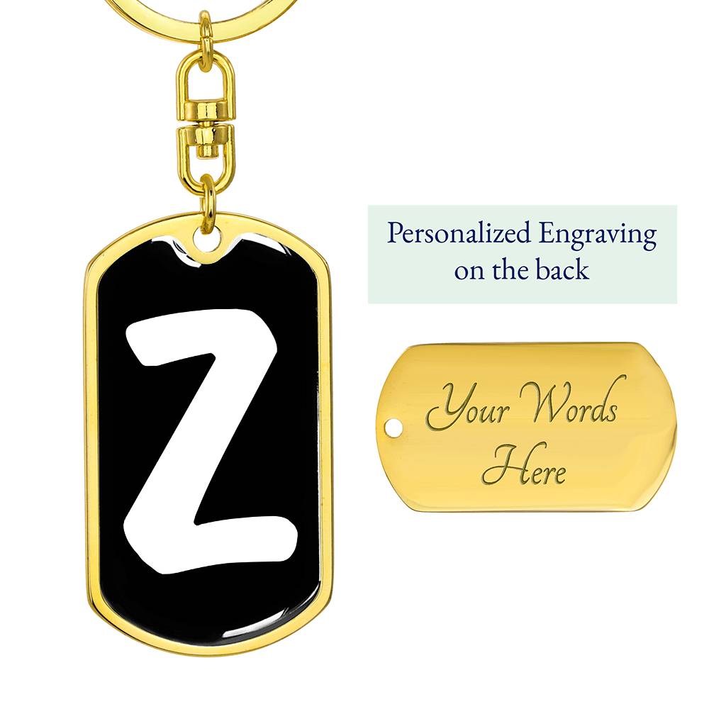 Initial Z v3b - Luxury Dog Tag Keychain