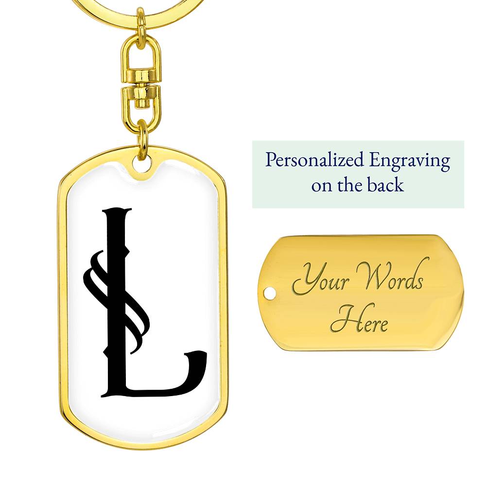 Initial L v001-14 - Luxury Dog Tag Keychain