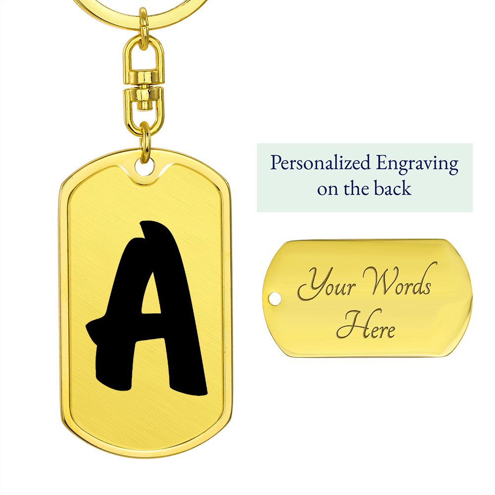 Initial A v1b - Luxury Dog Tag Keychain