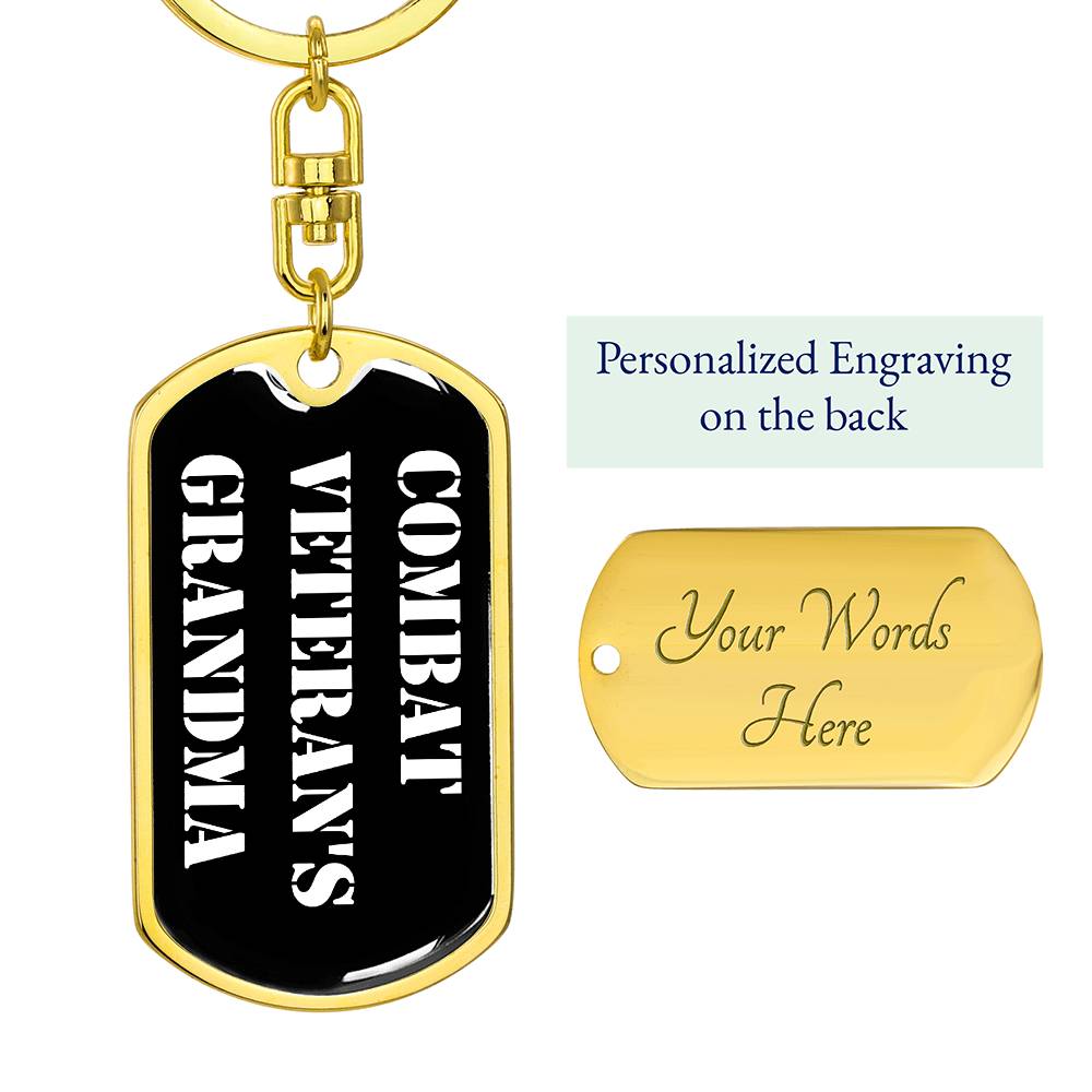 Combat Veteran's Grandma v3 - Luxury Dog Tag Keychain