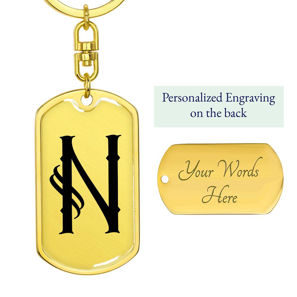 Initial N v001-11 - Luxury Dog Tag Keychain