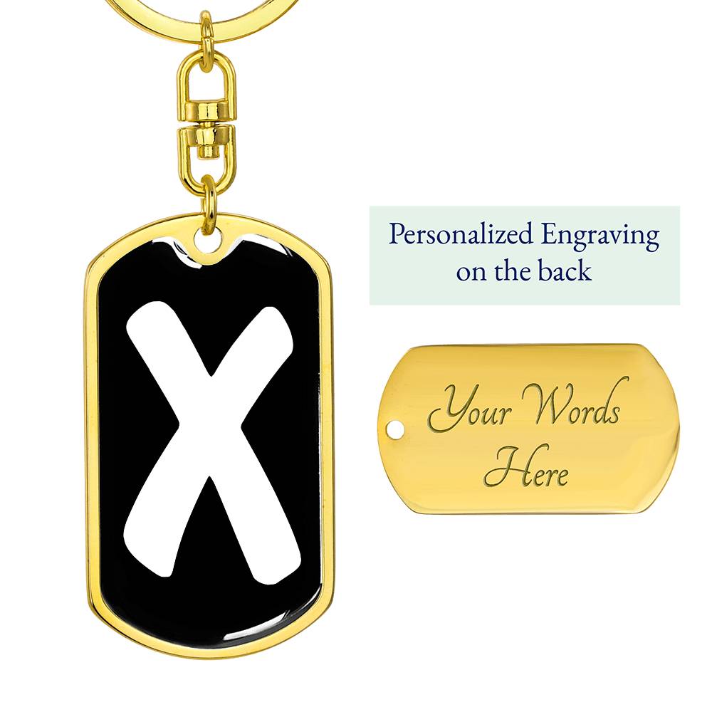 Initial X v3b - Luxury Dog Tag Keychain