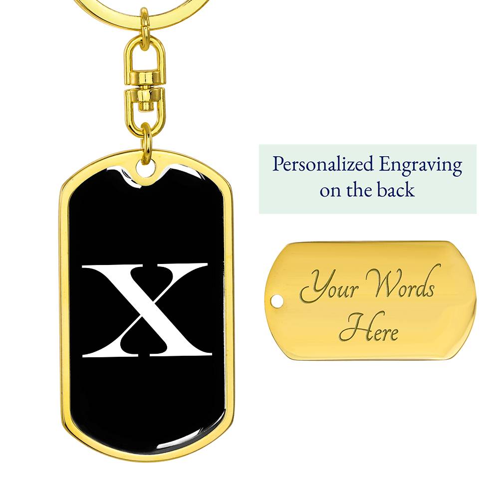 Initial X v3a - Luxury Dog Tag Keychain