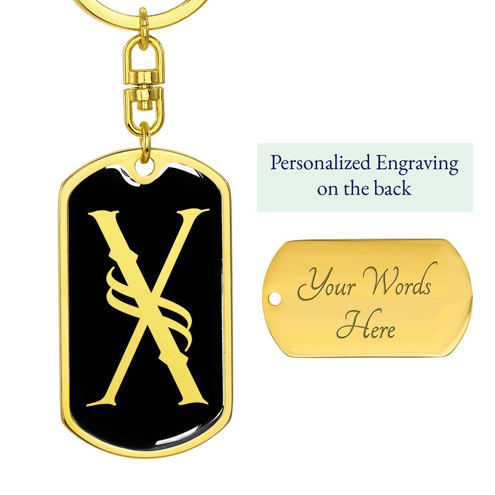 Initial X v001-12 - Luxury Dog Tag Keychain