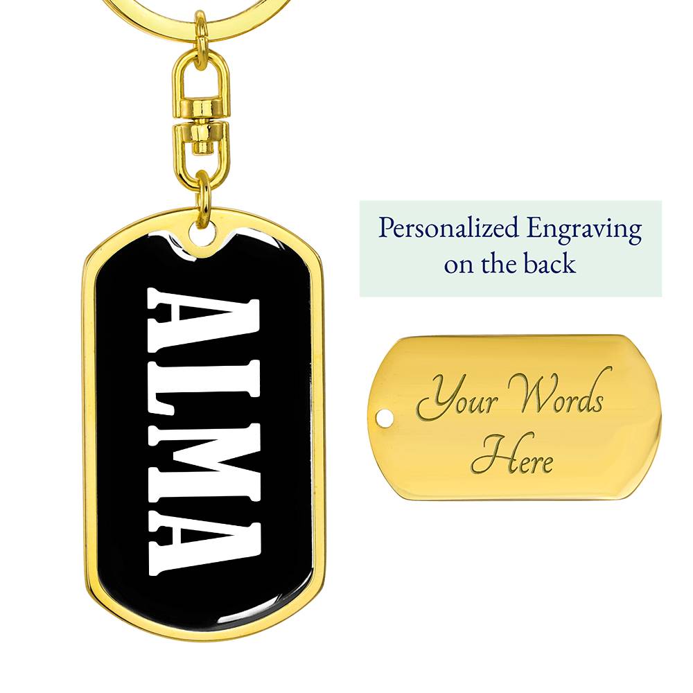 Alma v01w - Luxury Dog Tag Keychain