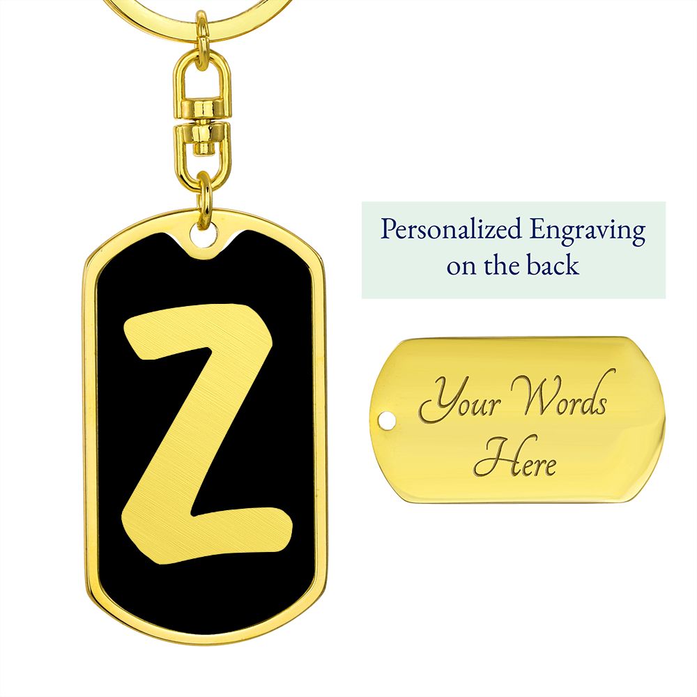 Initial Z v2b - Luxury Dog Tag Keychain