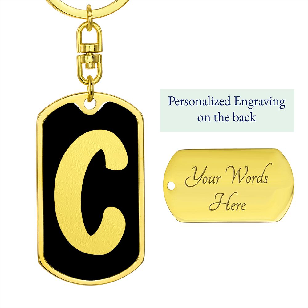 Initial C v2b - Luxury Dog Tag Keychain