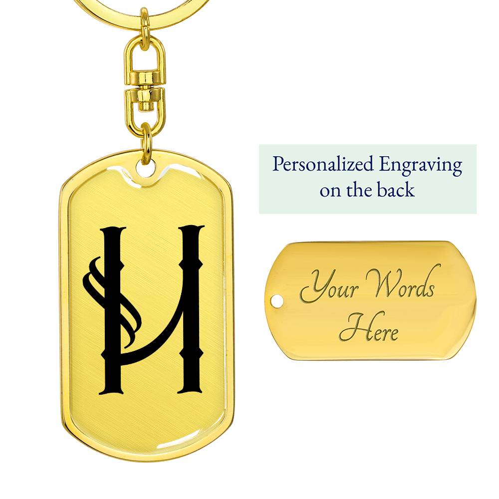 Initial H v001-11 - Luxury Dog Tag Keychain