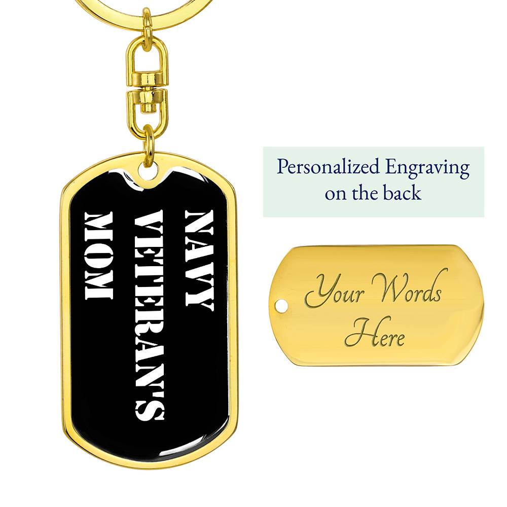 Navy Veteran's Mom v3 - Luxury Dog Tag Keychain