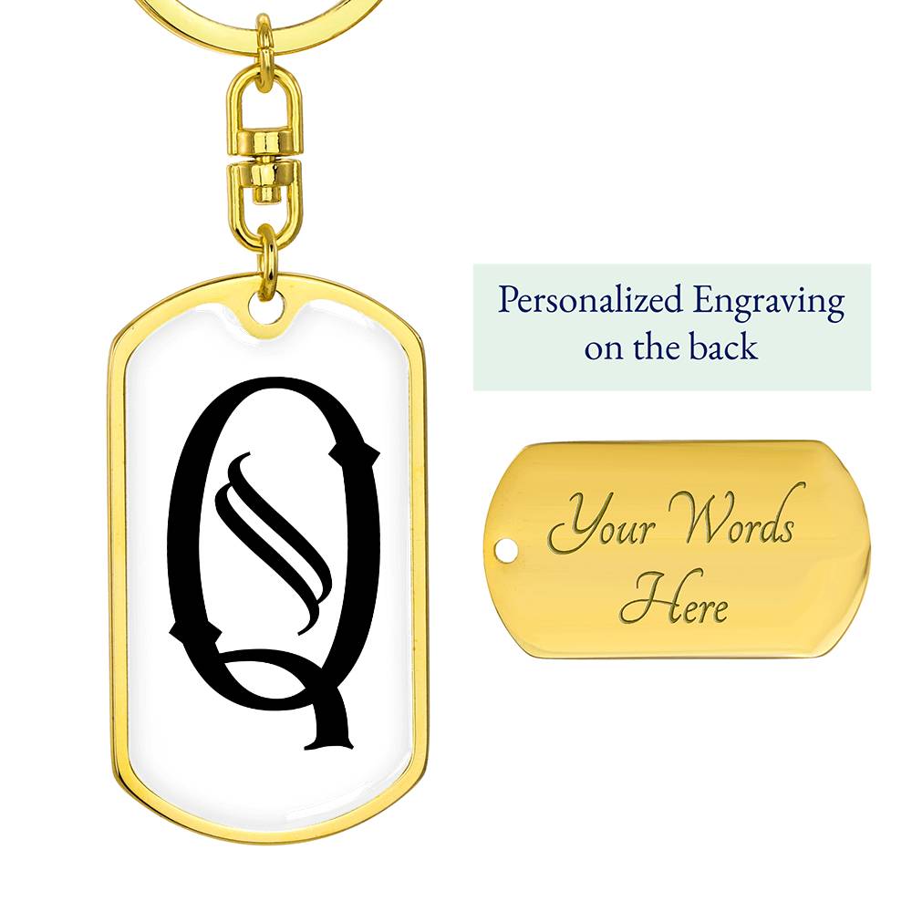 Initial Q v001-14 - Luxury Dog Tag Keychain
