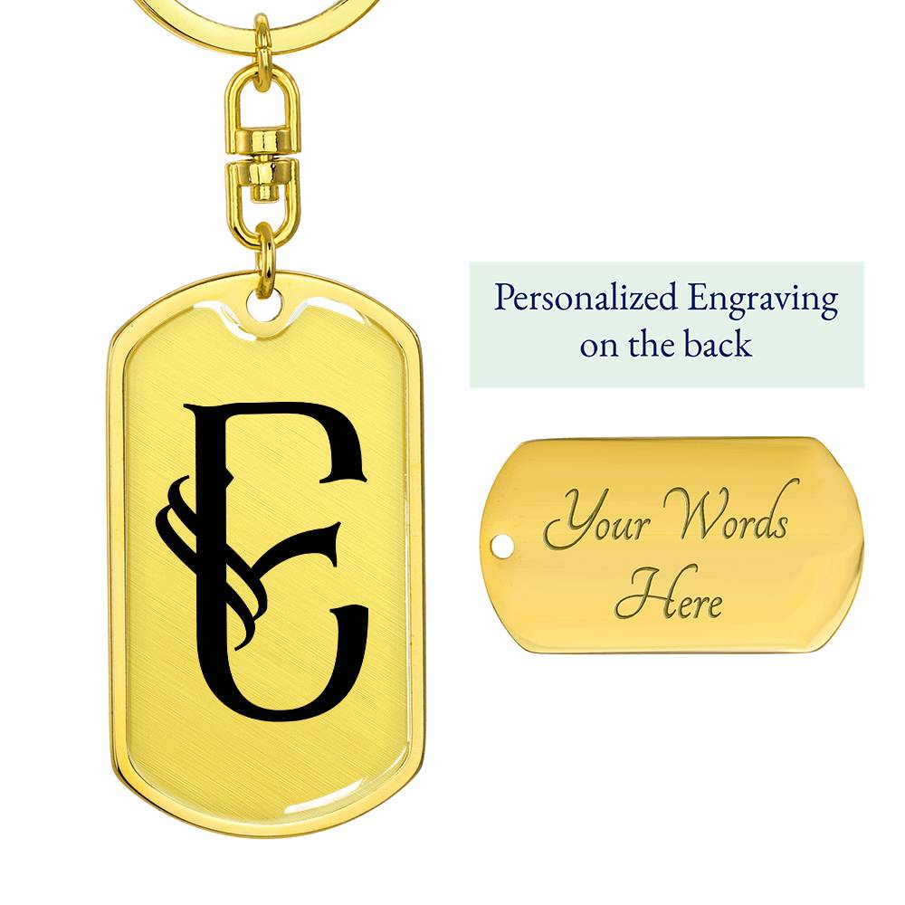 Initial E v001-11 - Luxury Dog Tag Keychain
