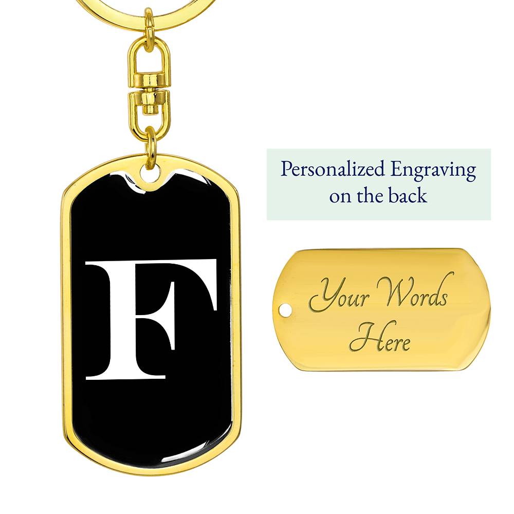 Initial F v3a - Luxury Dog Tag Keychain