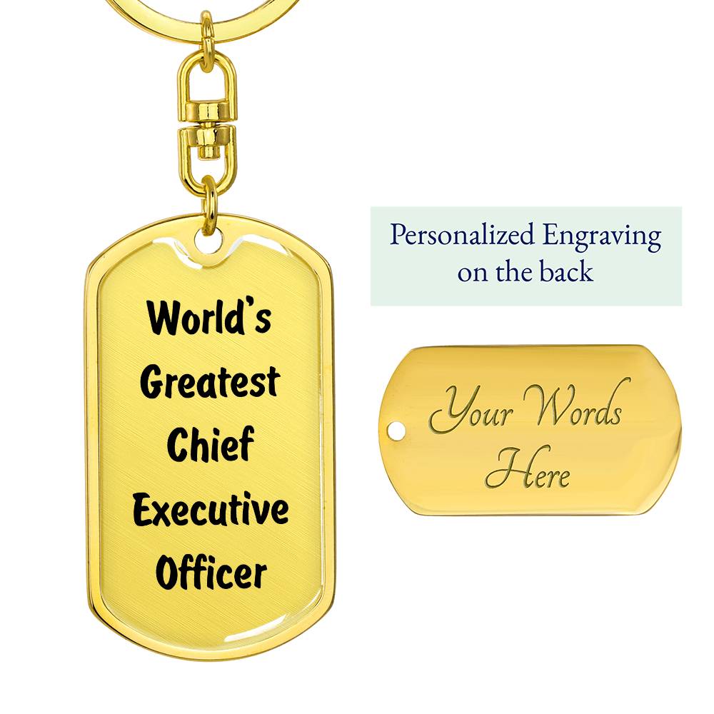 World's Greatest Chief Executive Officer - Luxury Dog Tag Keychain