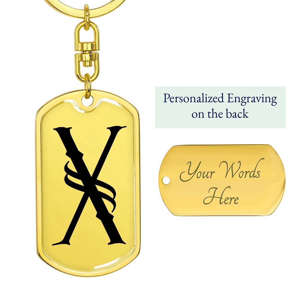 Initial X v001-11 - Luxury Dog Tag Keychain