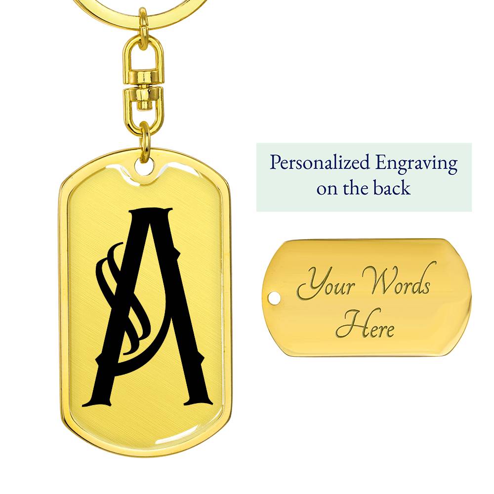 Initial A v001-11 - Luxury Dog Tag Keychain