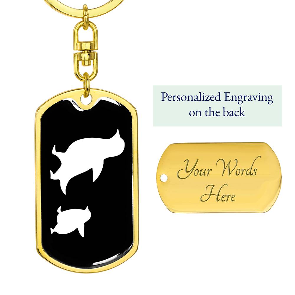 Mama Penguin With 1 Chick v3 - Luxury Dog Tag Keychain