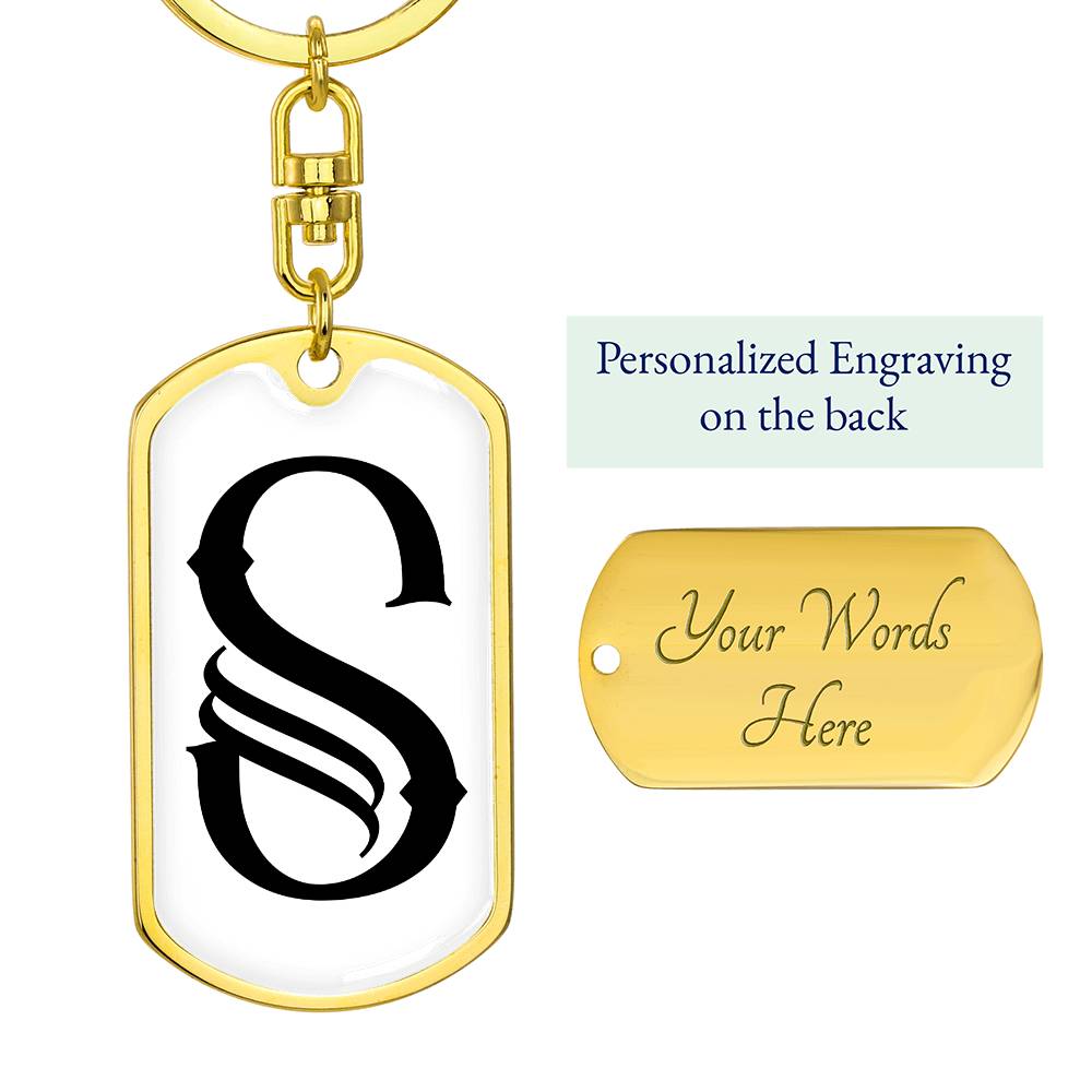 Initial S v001-14 - Luxury Dog Tag Keychain