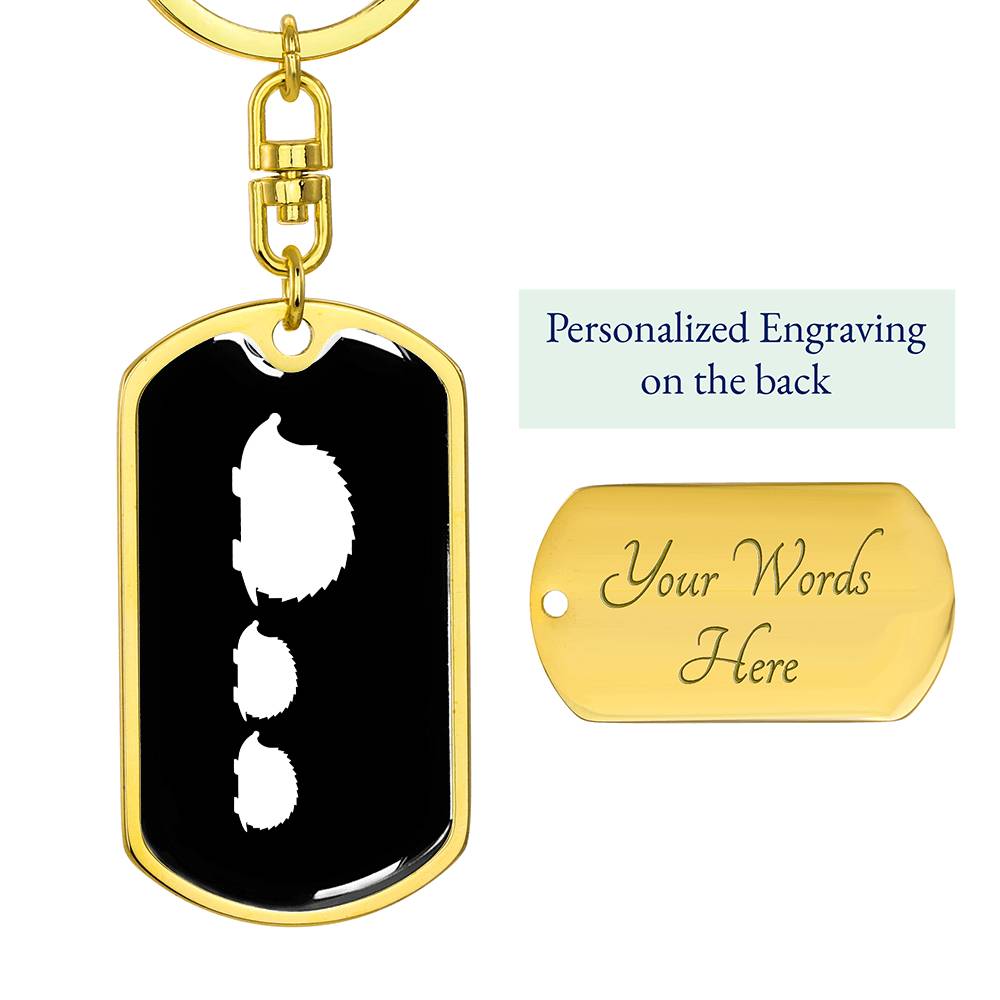 Mama Hedgehog With 2 Hoglets v3 - Luxury Dog Tag Keychain