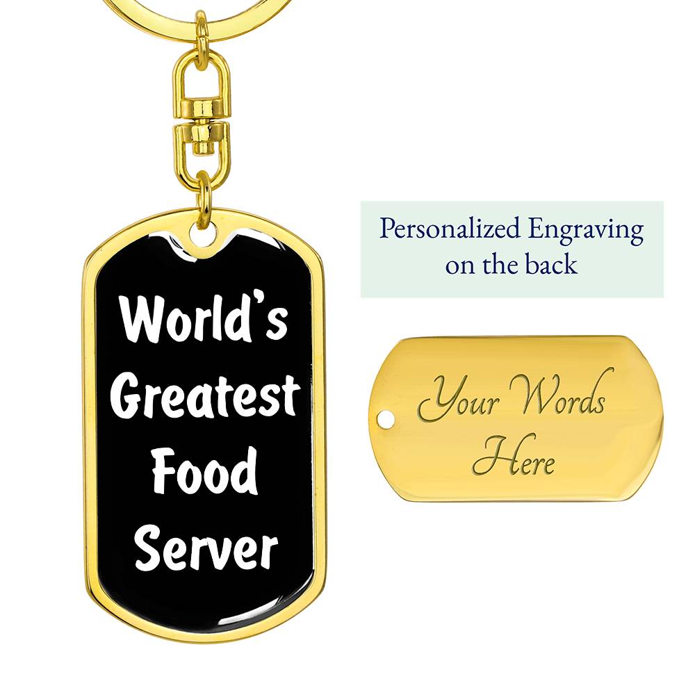 World's Greatest Food Server v3 - Luxury Dog Tag Keychain