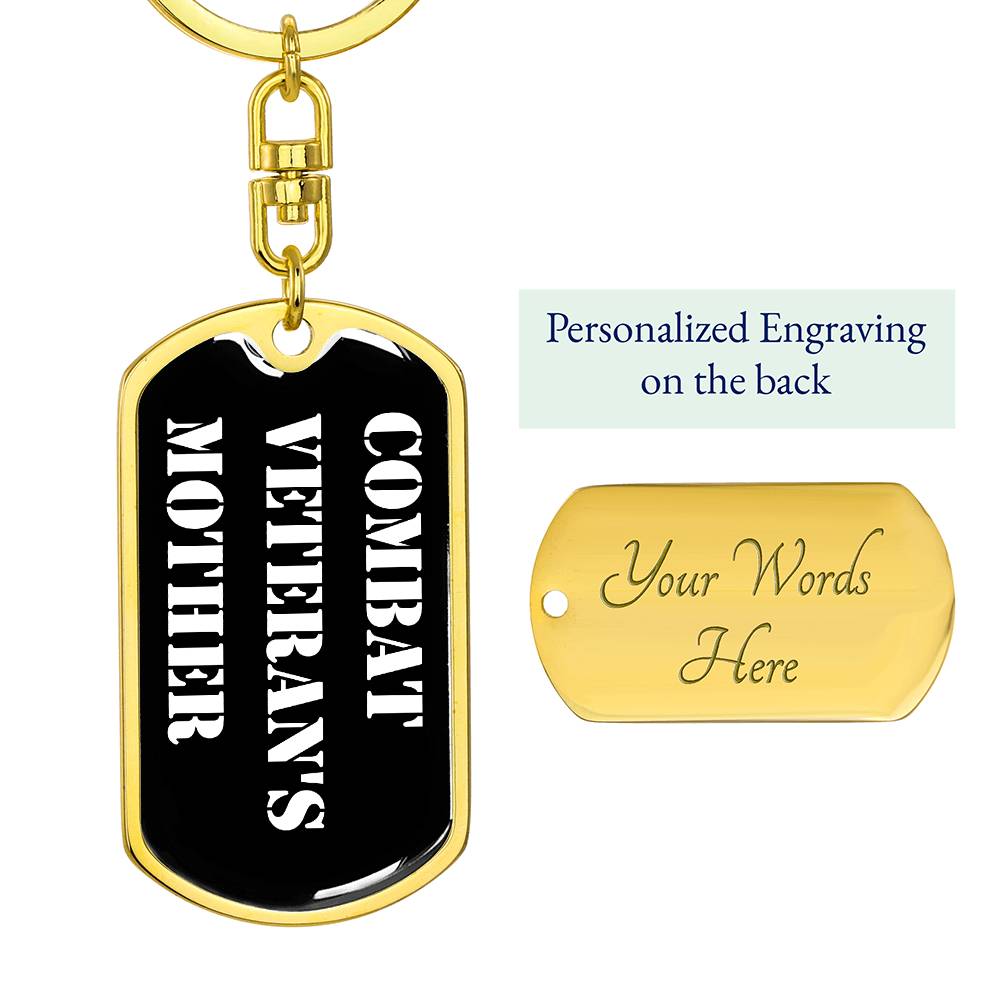 Combat Veteran's Mother v3 - Luxury Dog Tag Keychain