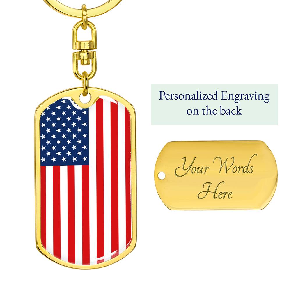 American Flag - Luxury Dog Tag Keychain