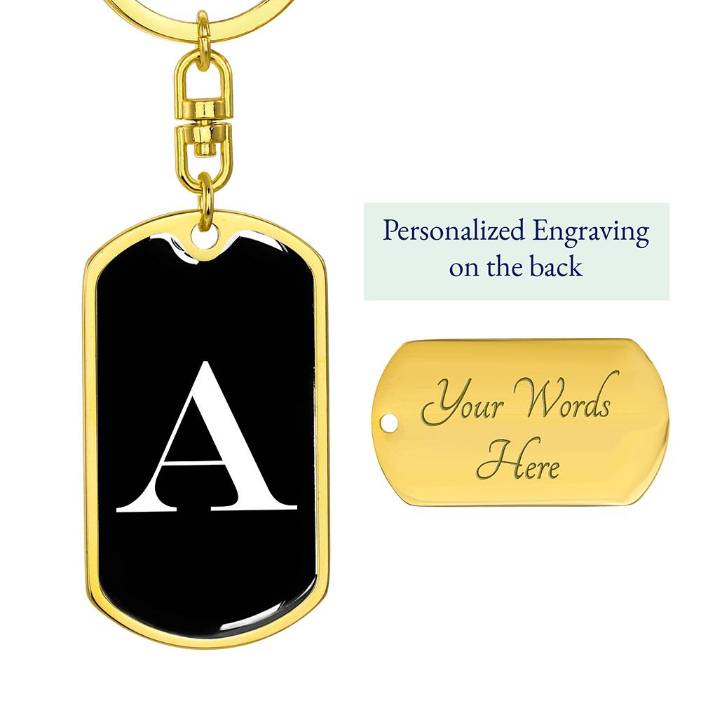 Initial A v3a - Luxury Dog Tag Keychain
