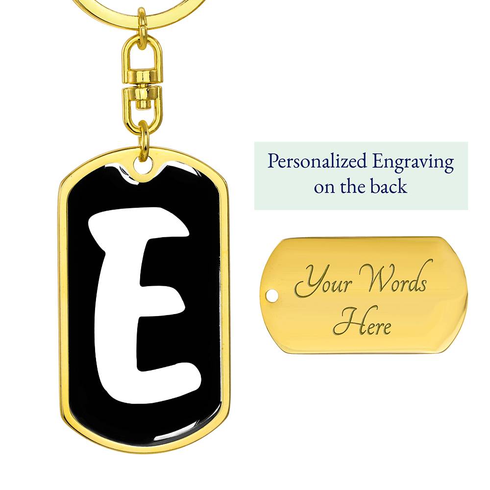 Initial E v3b - Luxury Dog Tag Keychain