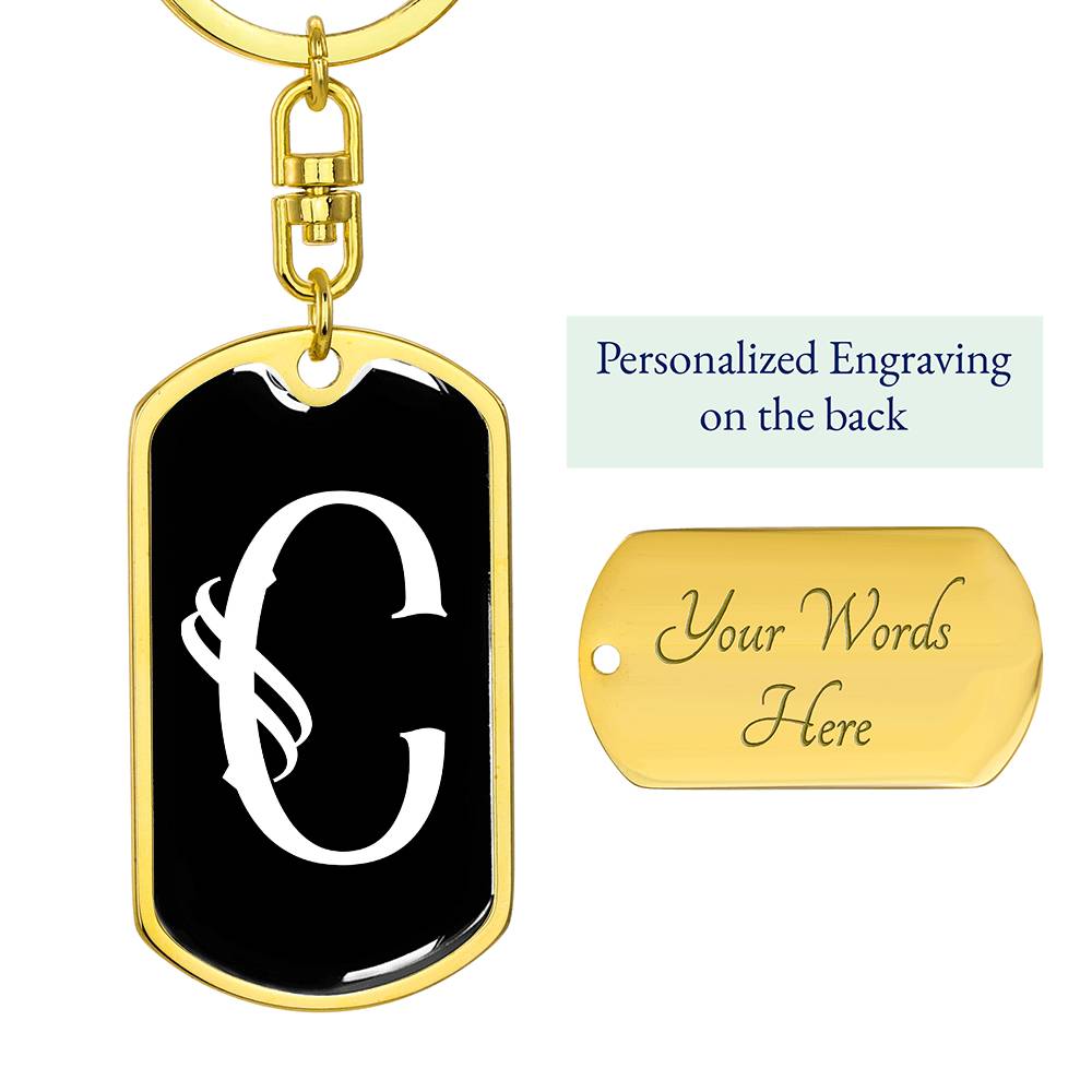 Initial C v001-13 - Luxury Dog Tag Keychain