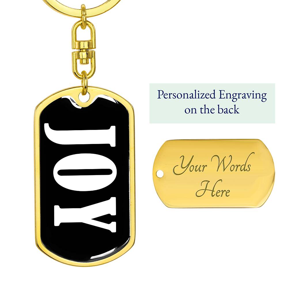 Joy v01w - Luxury Dog Tag Keychain