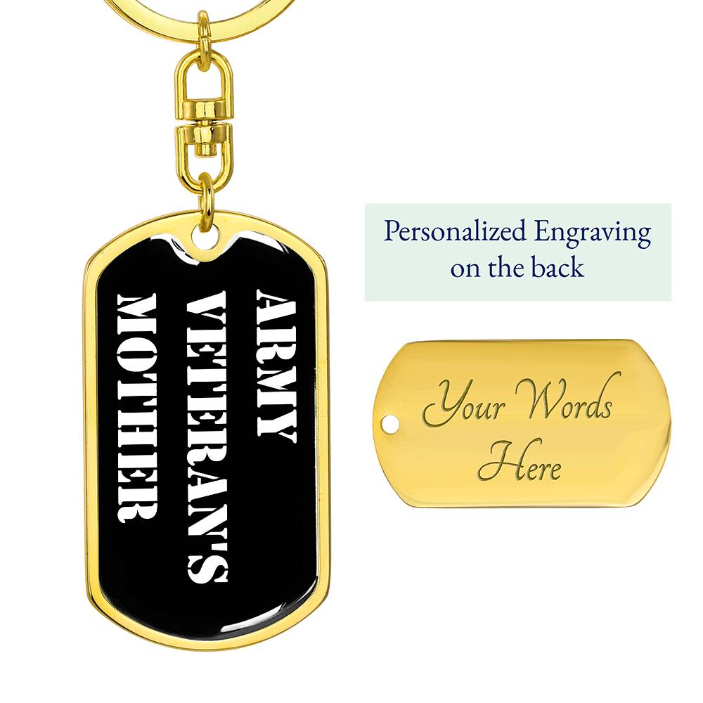 Army Veteran's Mother v3 - Luxury Dog Tag Keychain