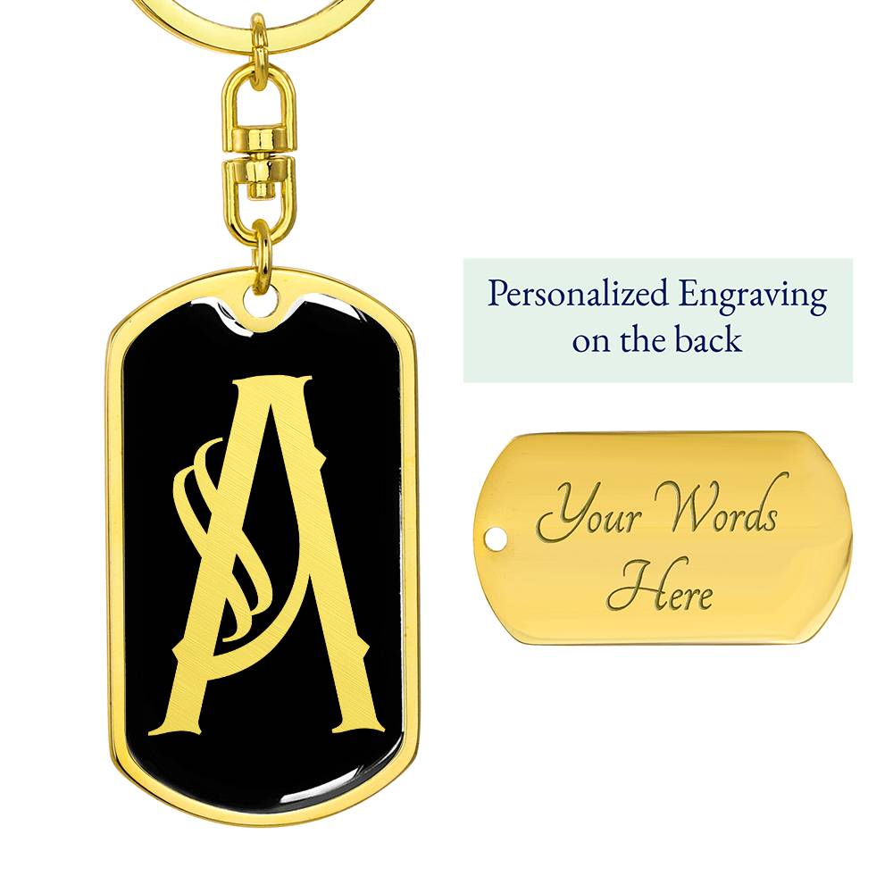 Initial A v001-12 - Luxury Dog Tag Keychain