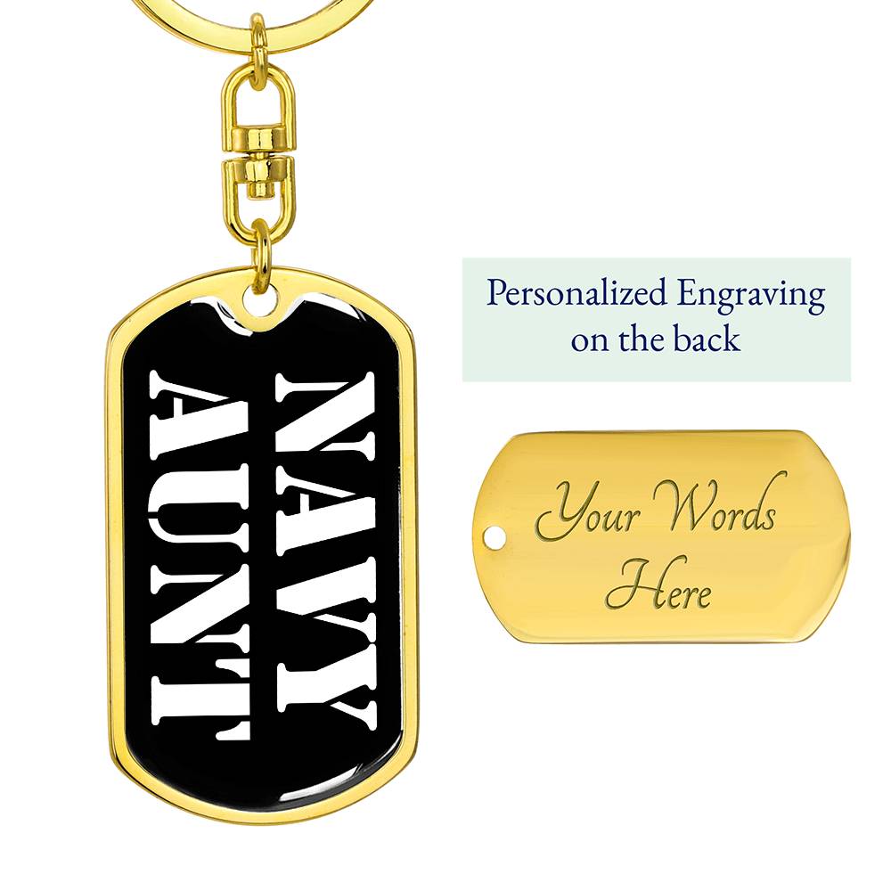 Navy Aunt v3 - Luxury Dog Tag Keychain