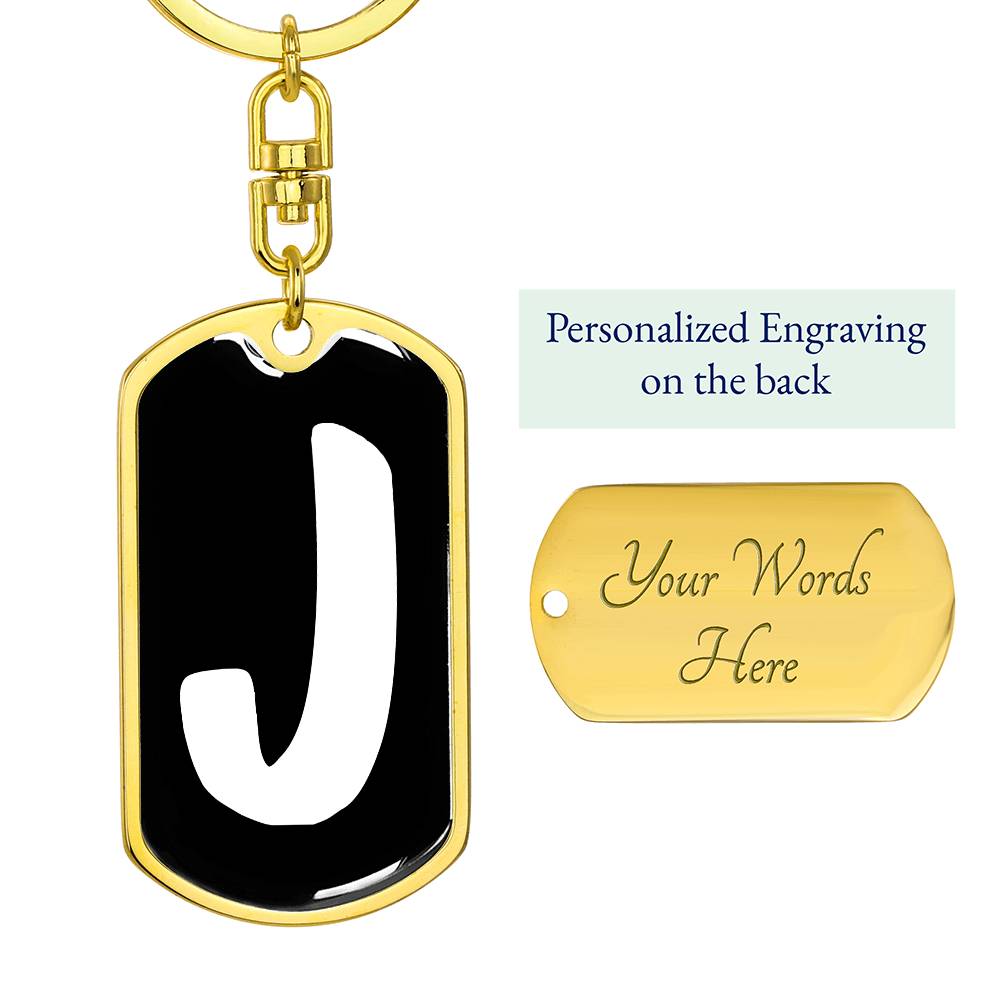 Initial J v3b - Luxury Dog Tag Keychain