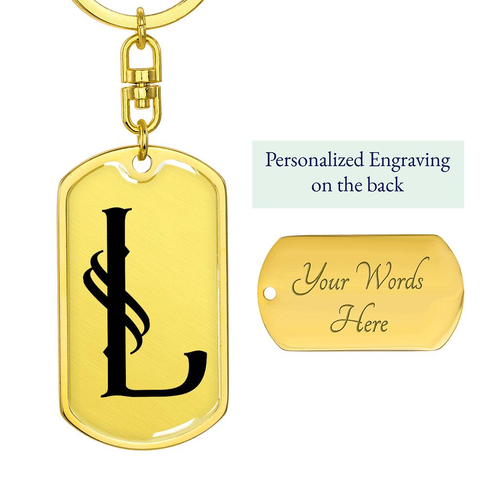 Initial L v001-11 - Luxury Dog Tag Keychain