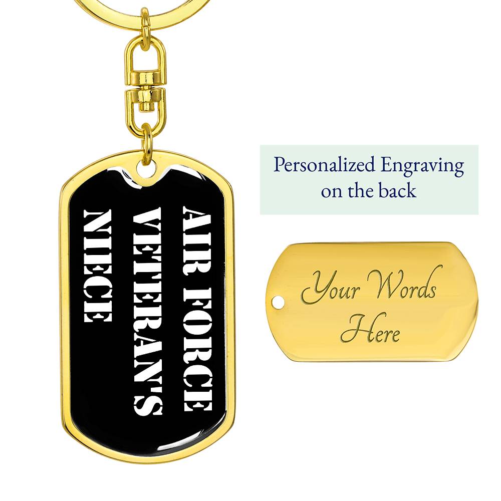 Air Force Veteran's Niece v3 - Luxury Dog Tag Keychain